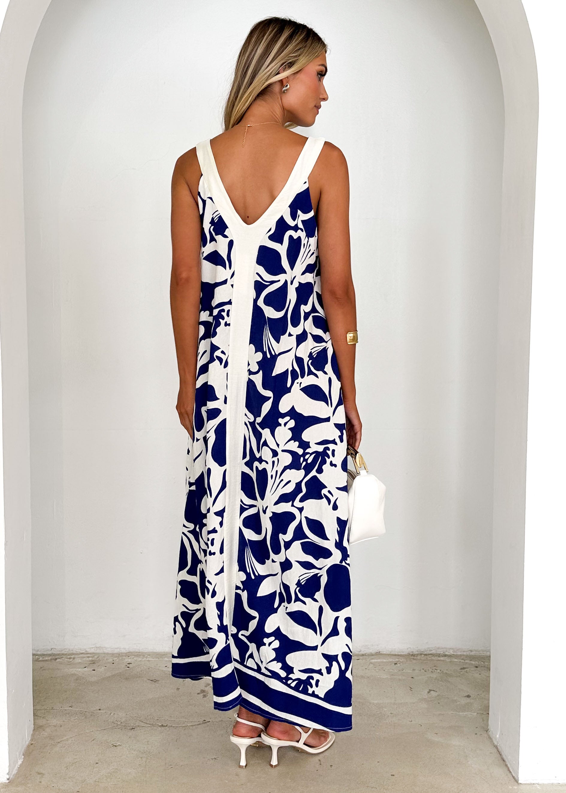 Quartz Maxi Dress - Navy Abstract