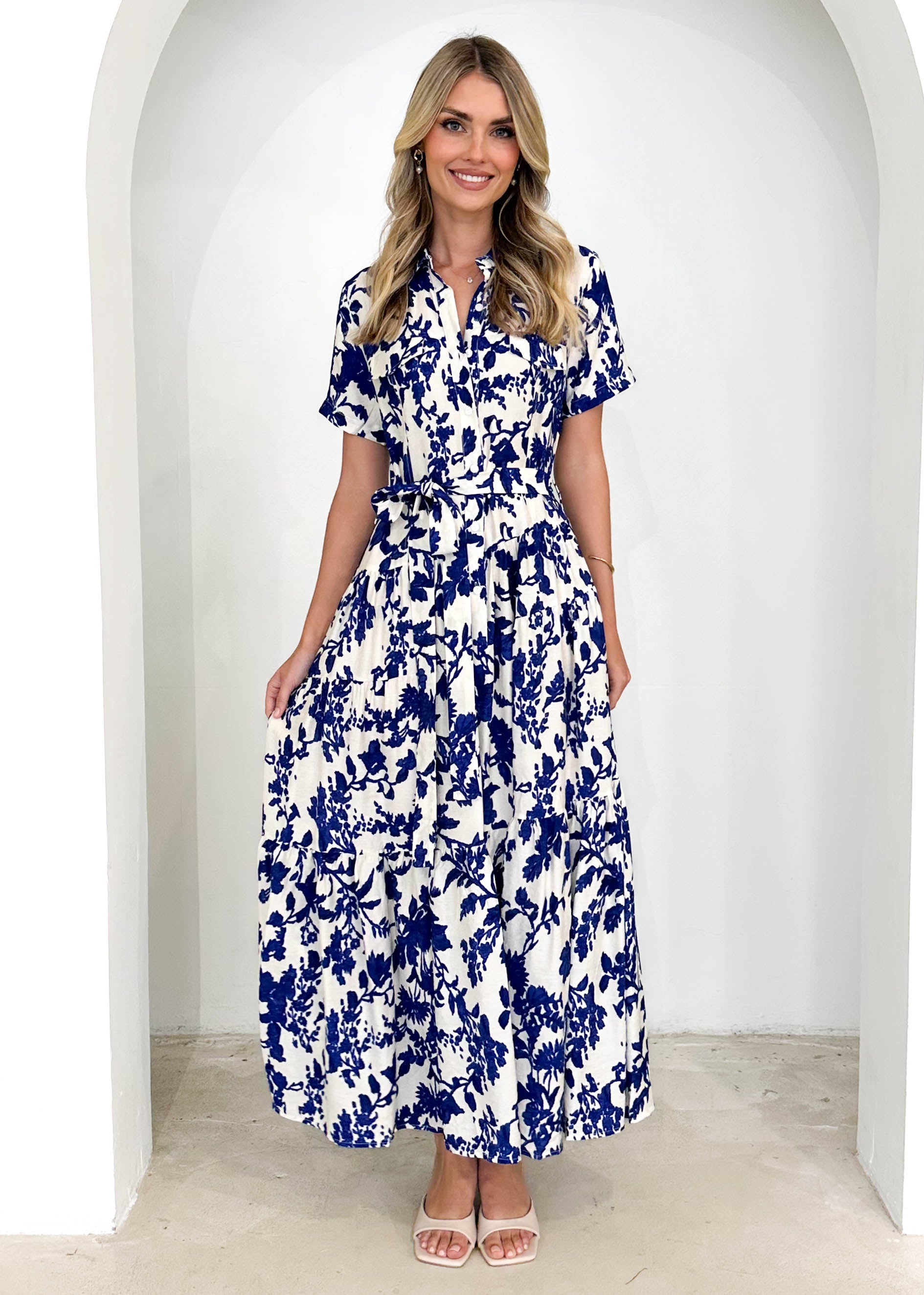 Reggie Midi Dress - Blue Floral