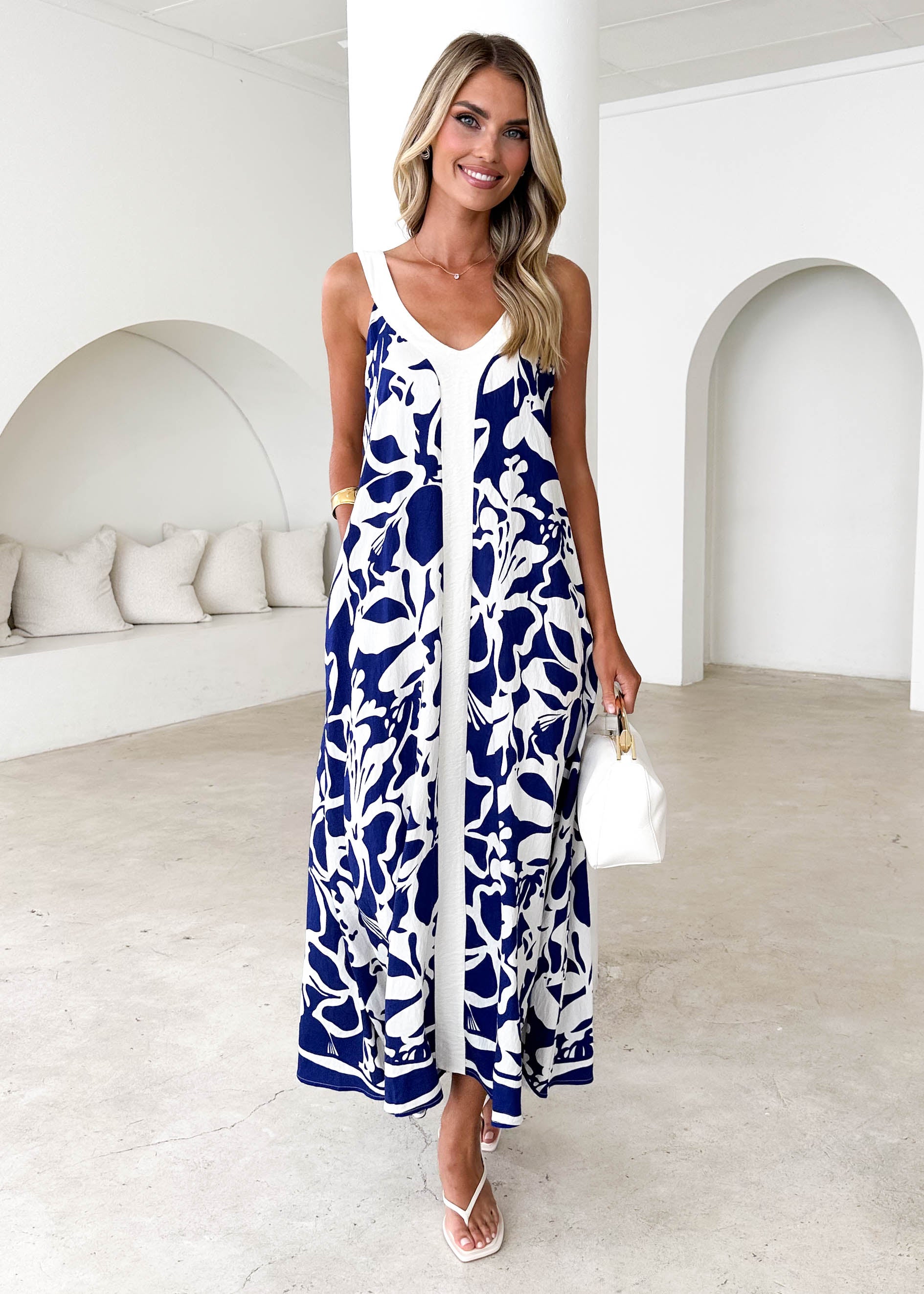 Quartz Maxi Dress - Navy Abstract