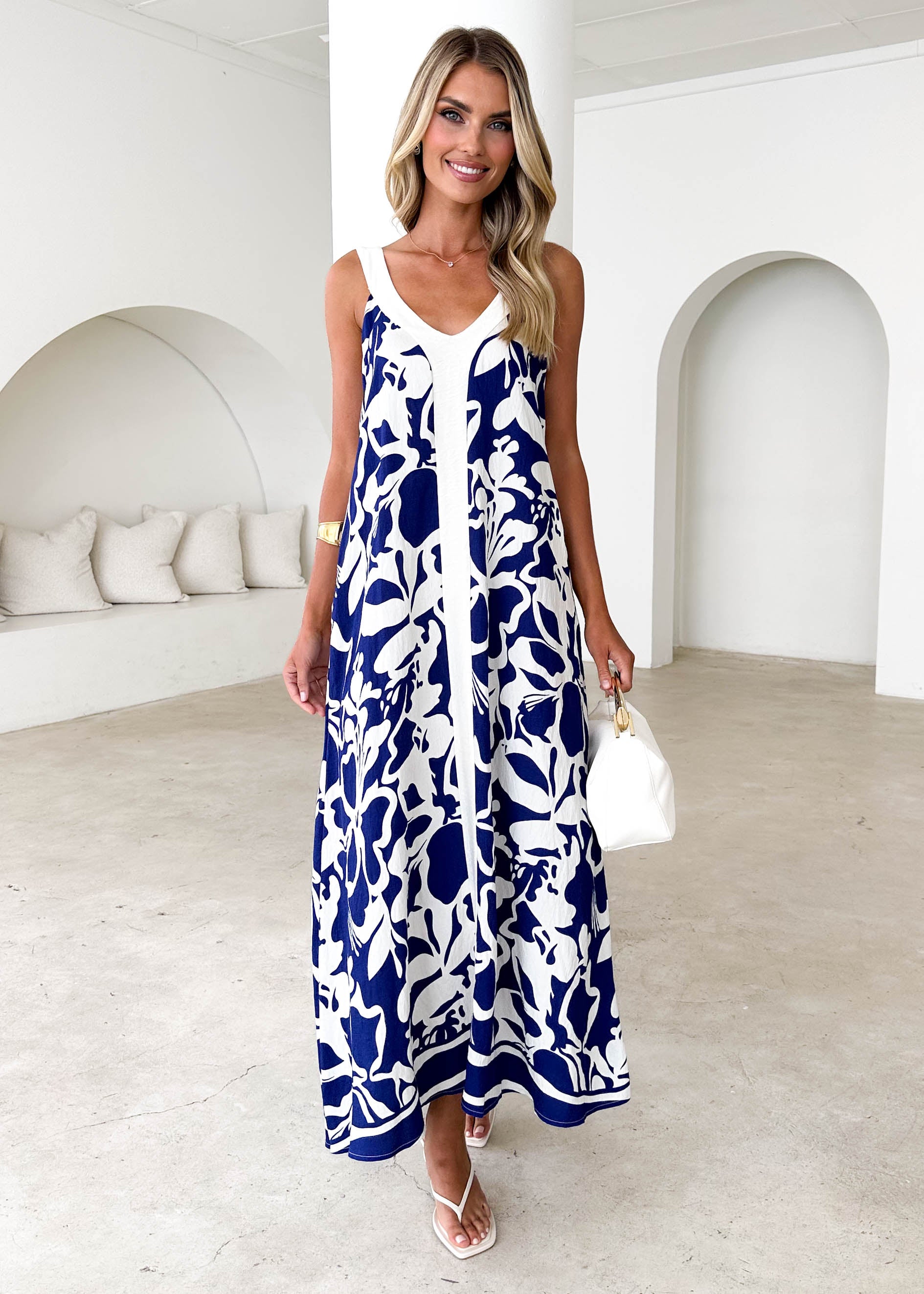 Quartz Maxi Dress - Navy Abstract