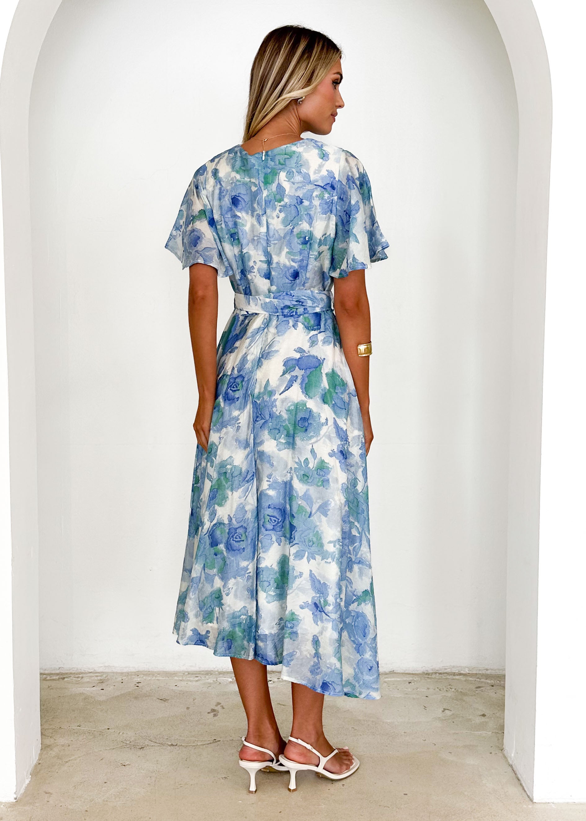 Nakiyah Midi Dress - Blue Floral