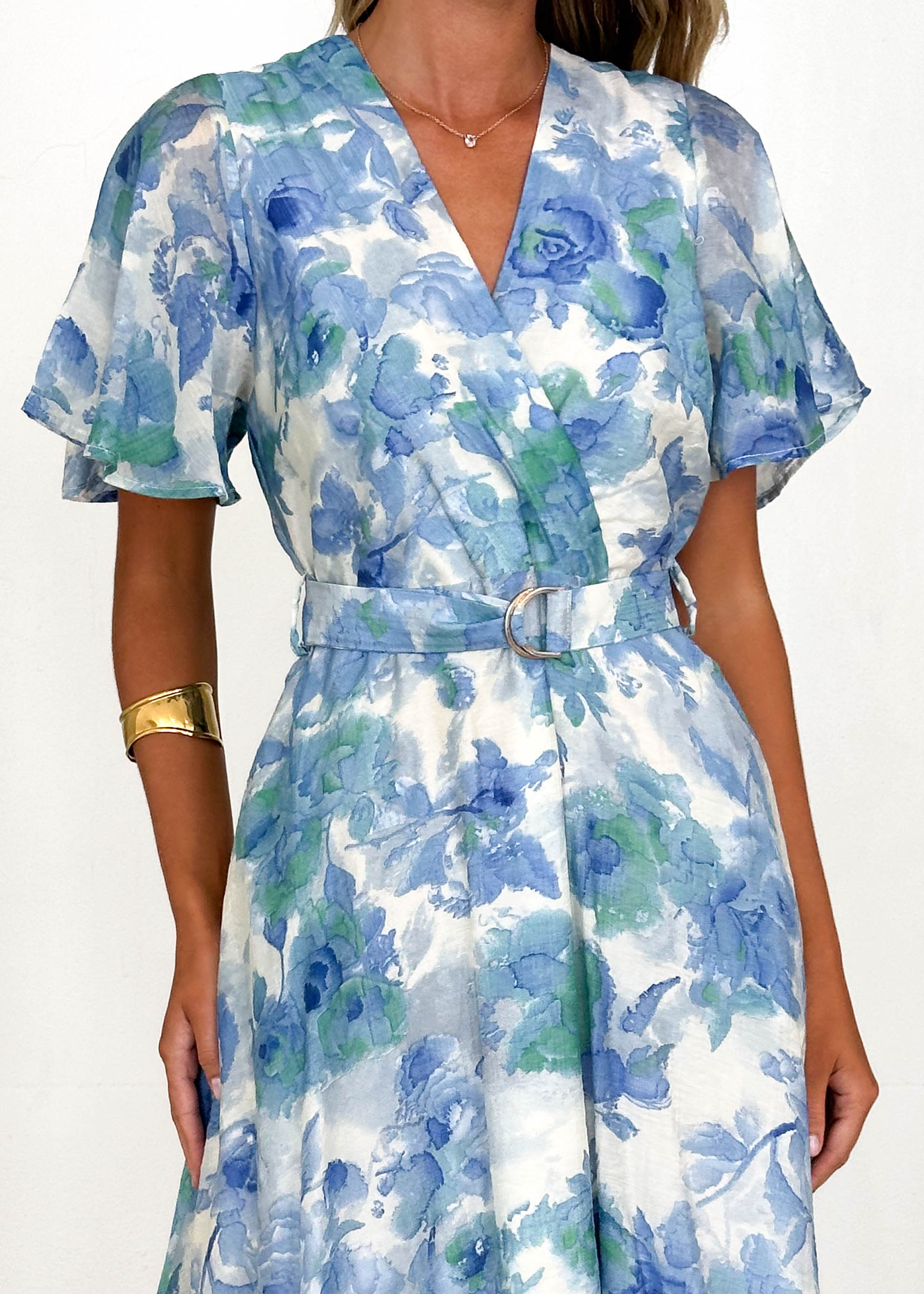 Nakiyah Midi Dress - Blue Floral