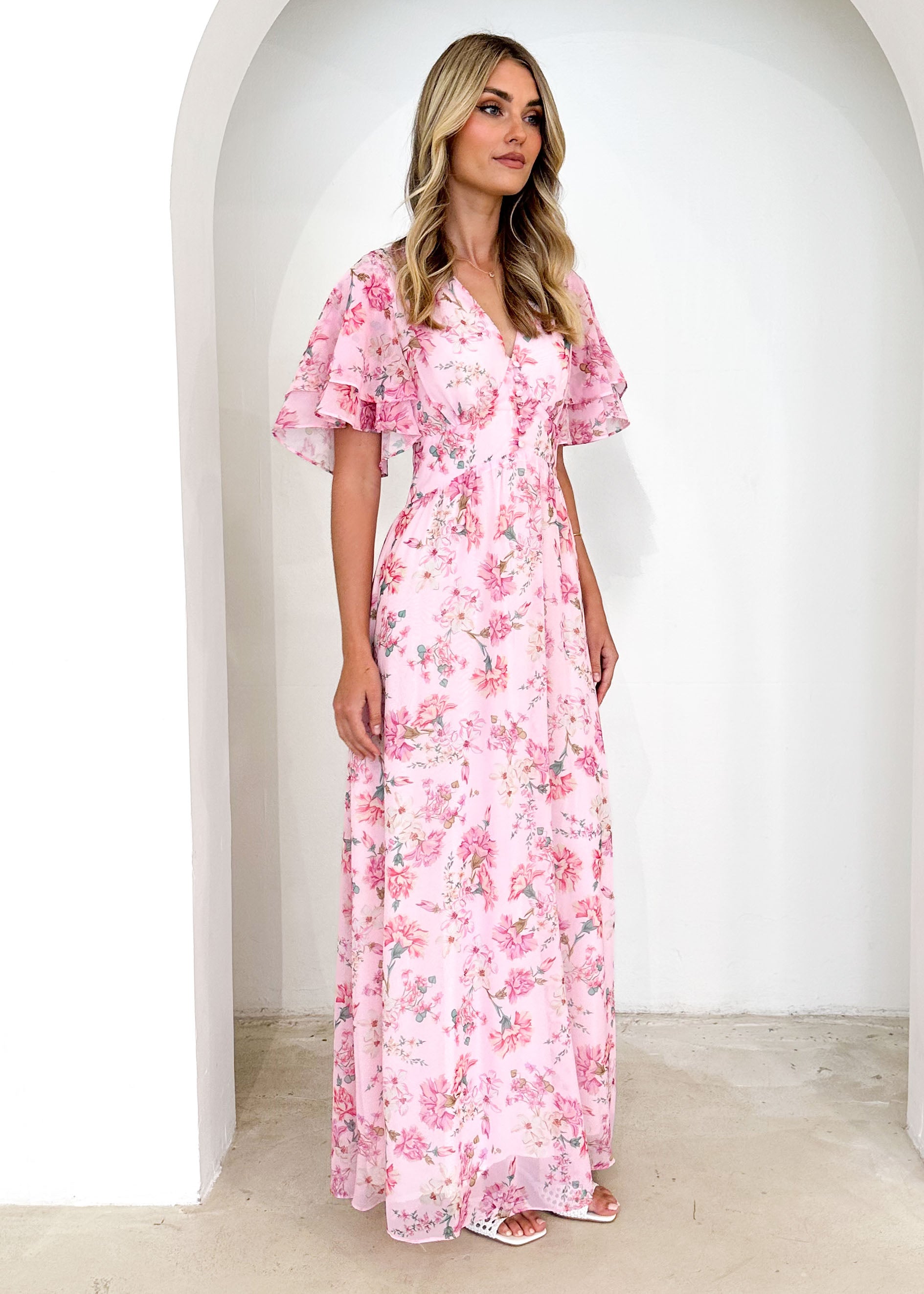 Delilah Maxi Dress - Pink Carnation