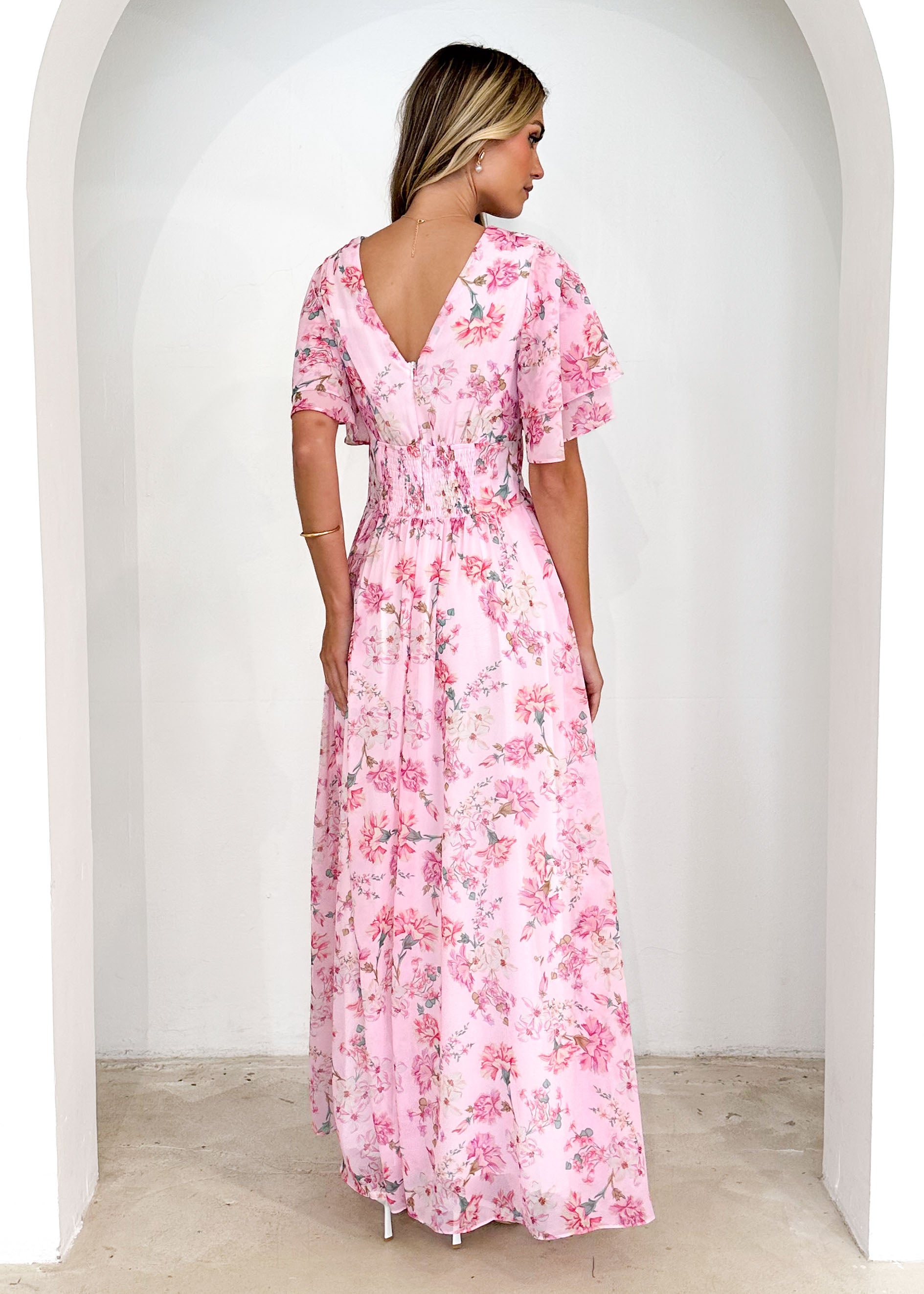 Delilah Maxi Dress - Pink Carnation