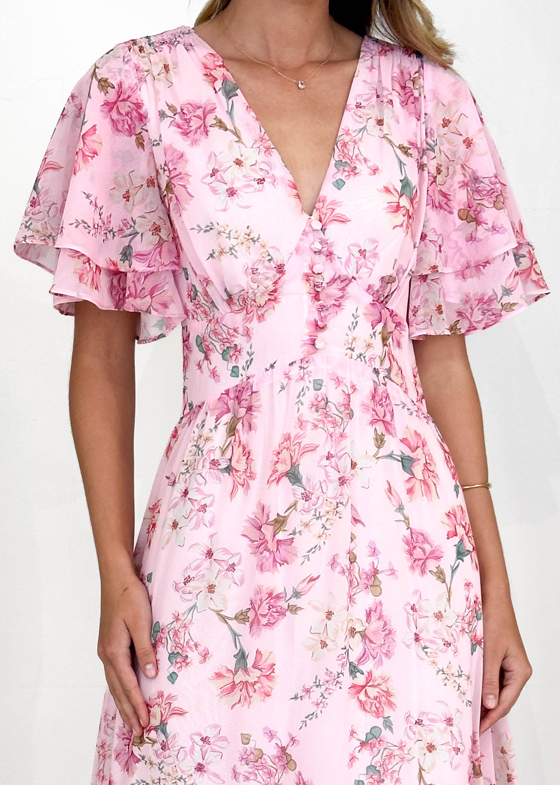 Delilah Maxi Dress - Pink Carnation