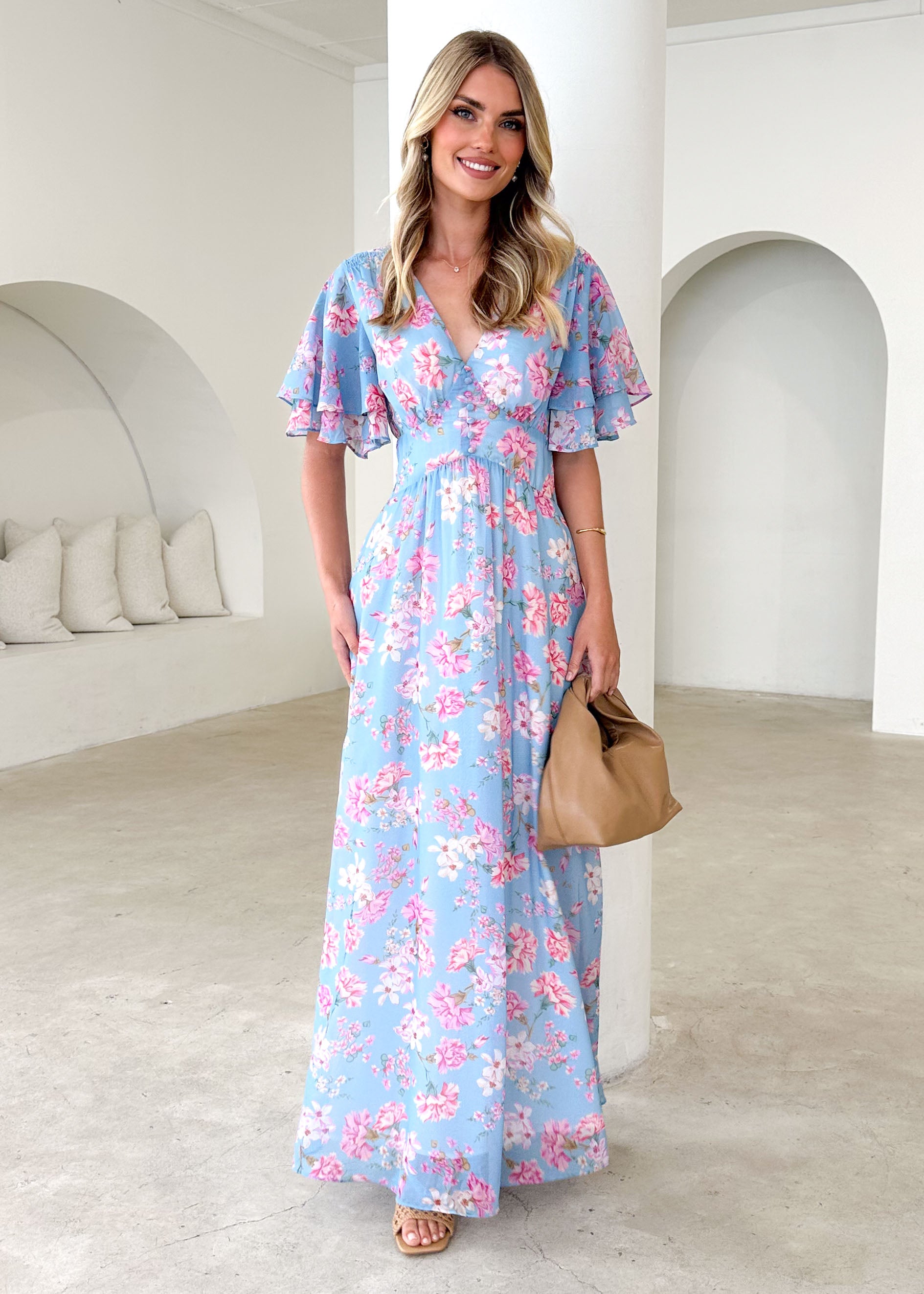 Delilah Maxi Dress - Blue Carnation