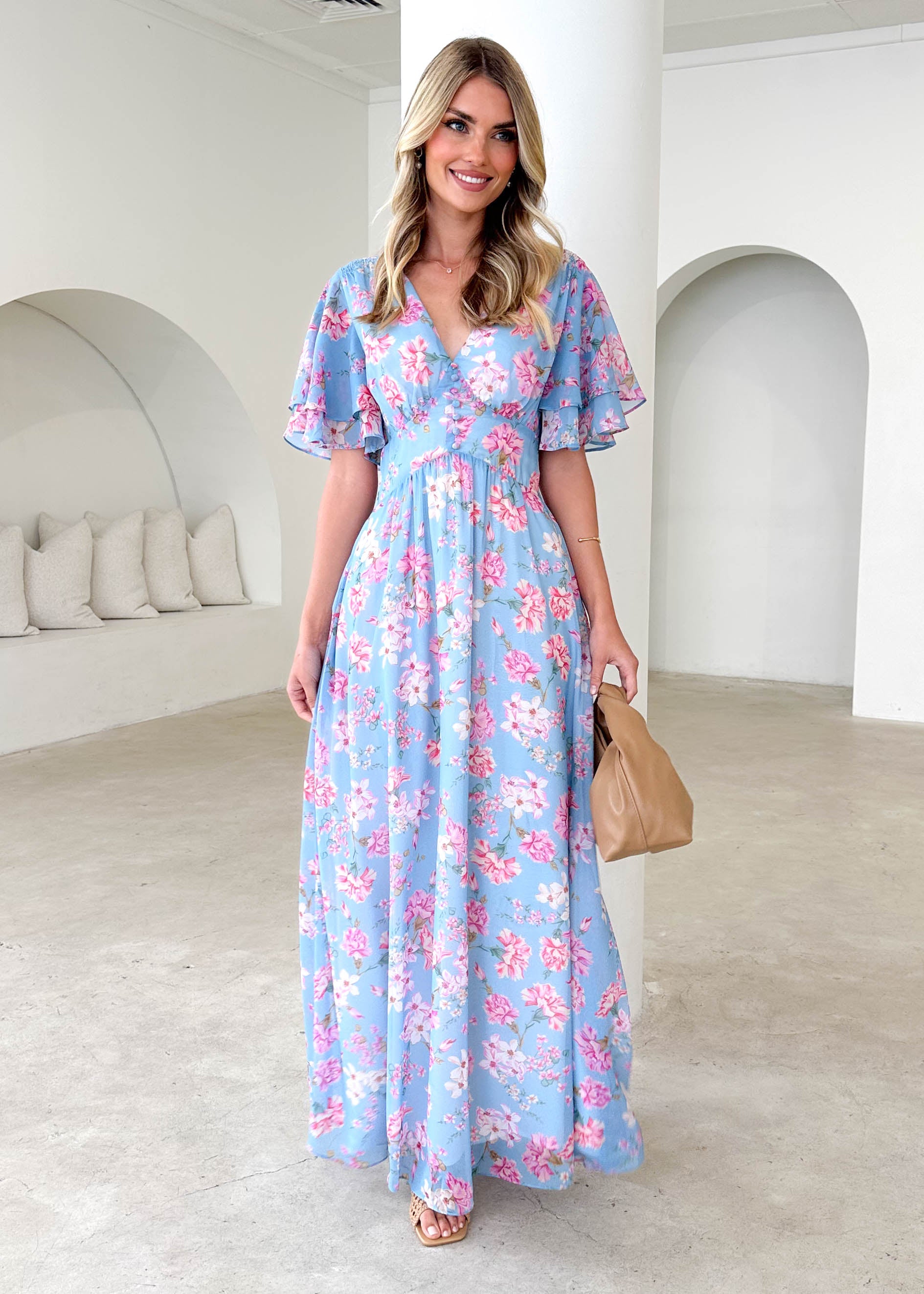 Delilah Maxi Dress - Blue Carnation