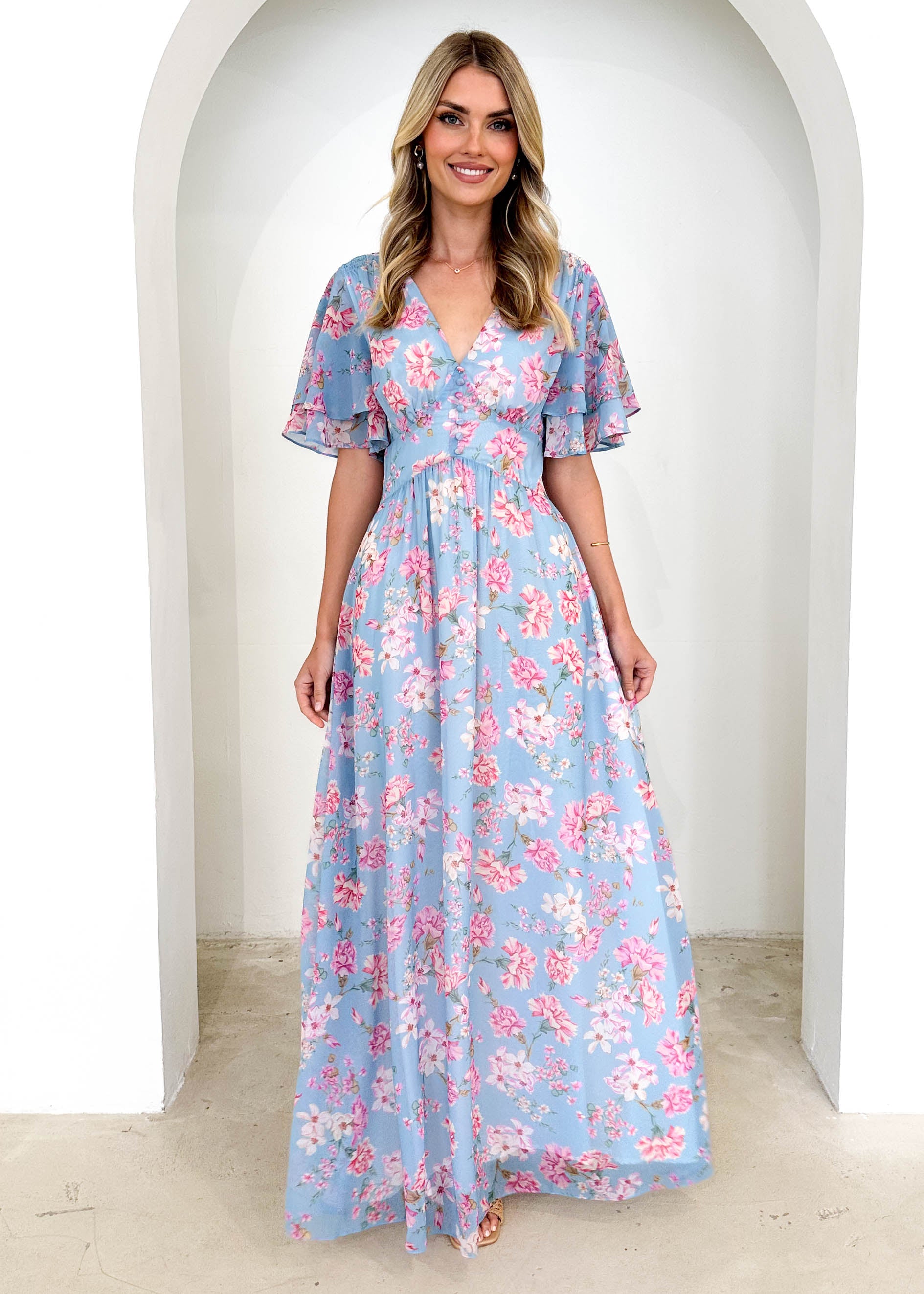 Delilah Maxi Dress - Blue Carnation