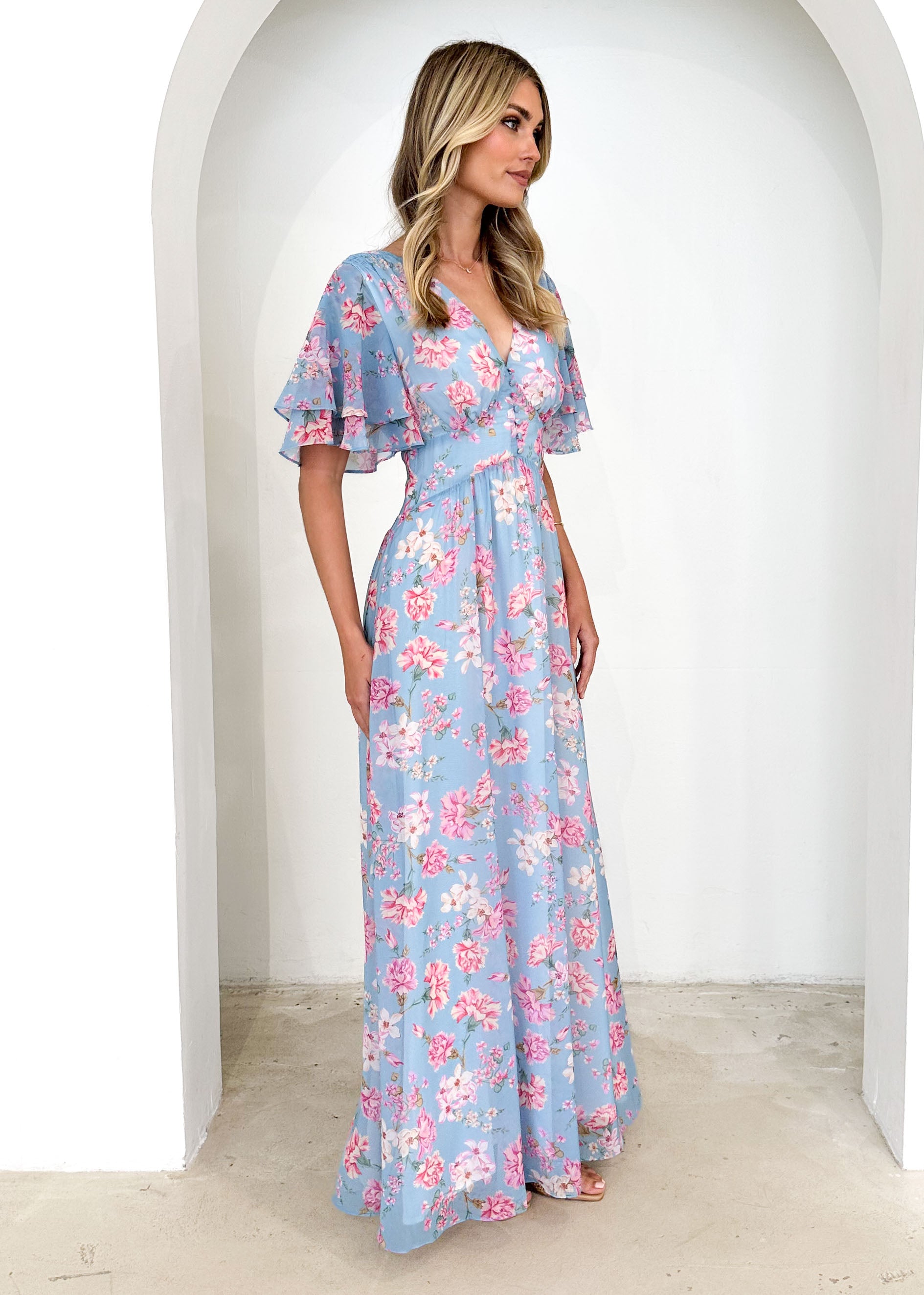 Delilah Maxi Dress - Blue Carnation