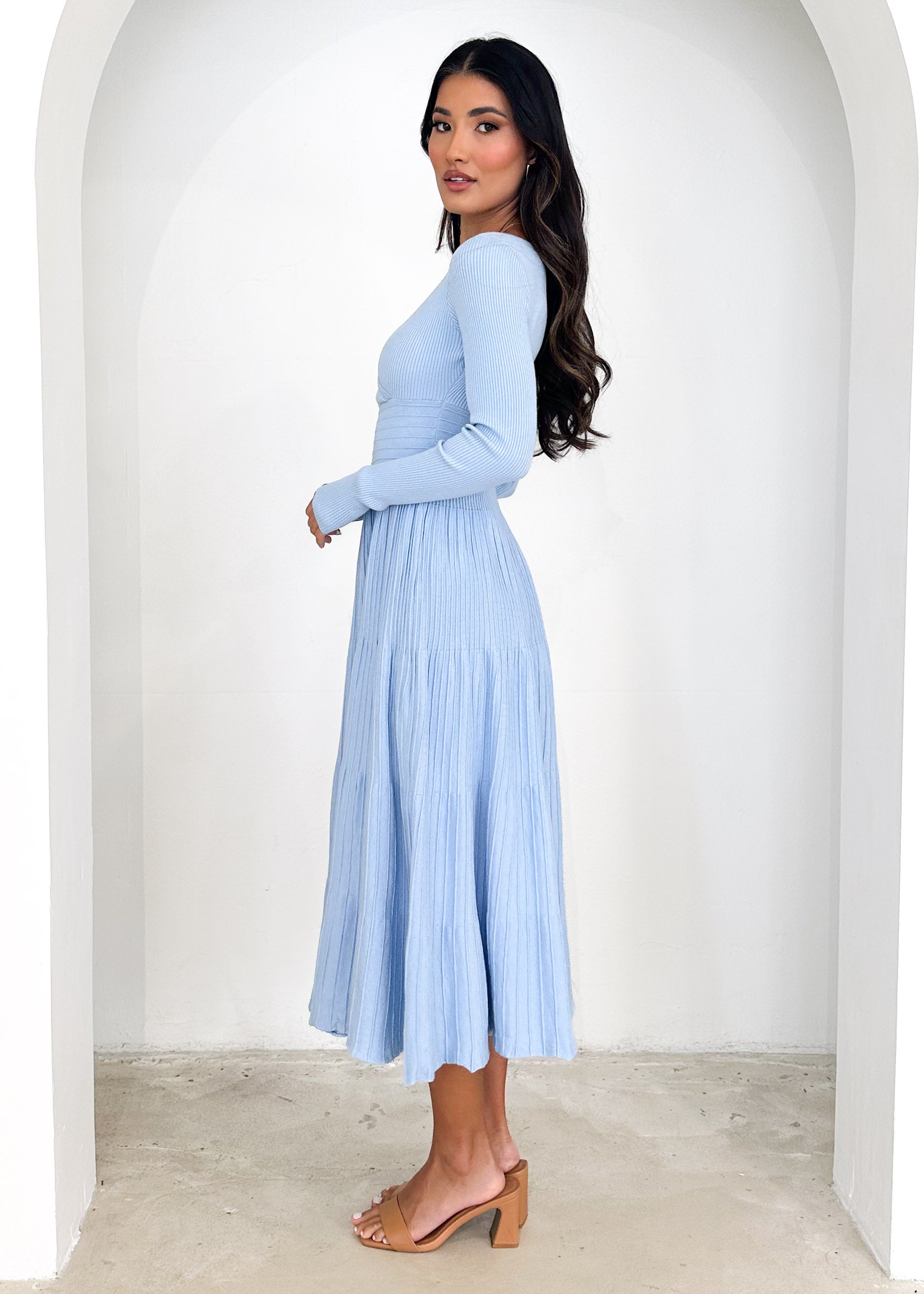 Alise Knit Midi Dress - Sky Blue