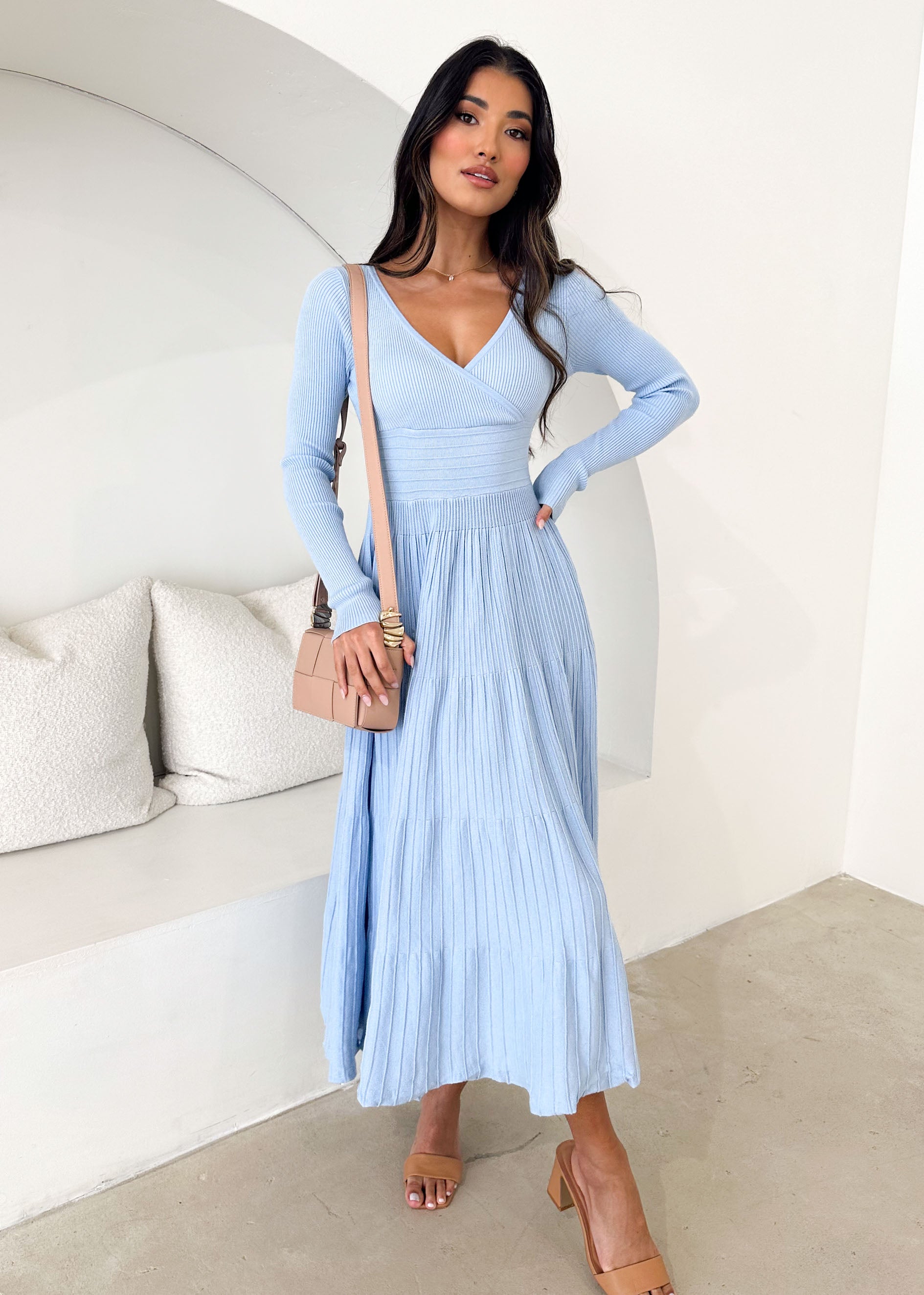 Alise Knit Midi Dress - Sky Blue