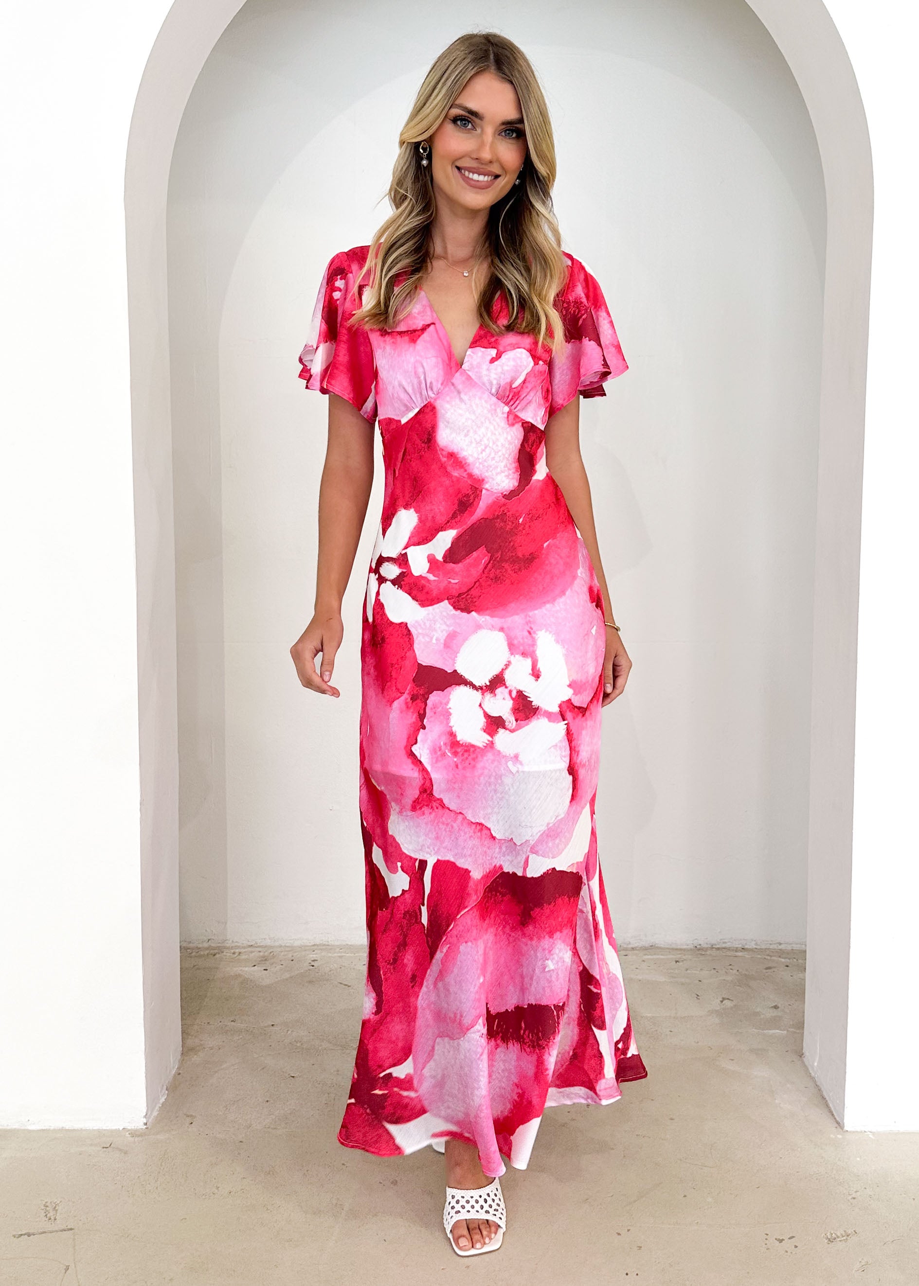 PRE-ORDER : Mintoe Maxi Dress - Magenta Watercolour