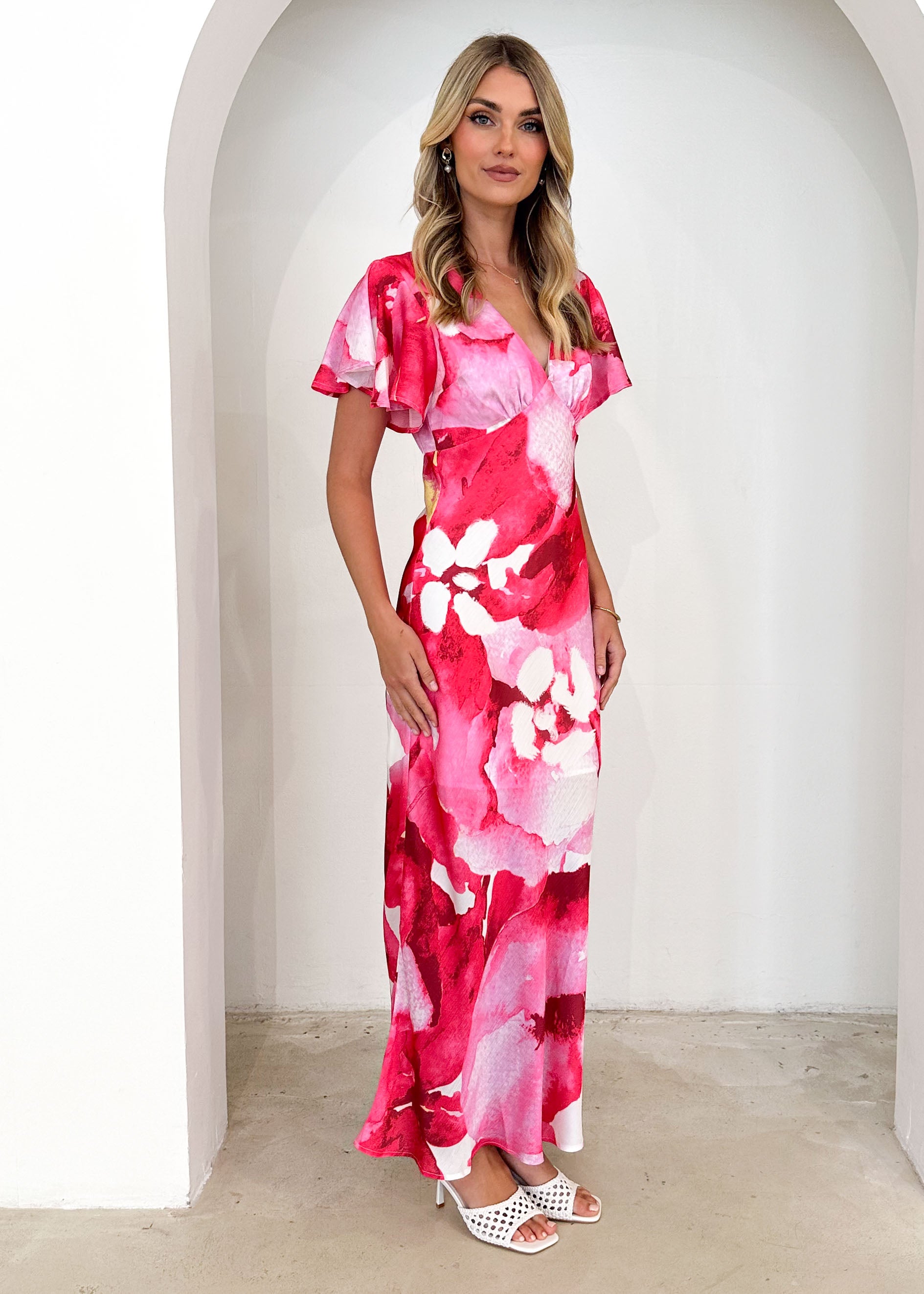 PRE-ORDER : Mintoe Maxi Dress - Magenta Watercolour