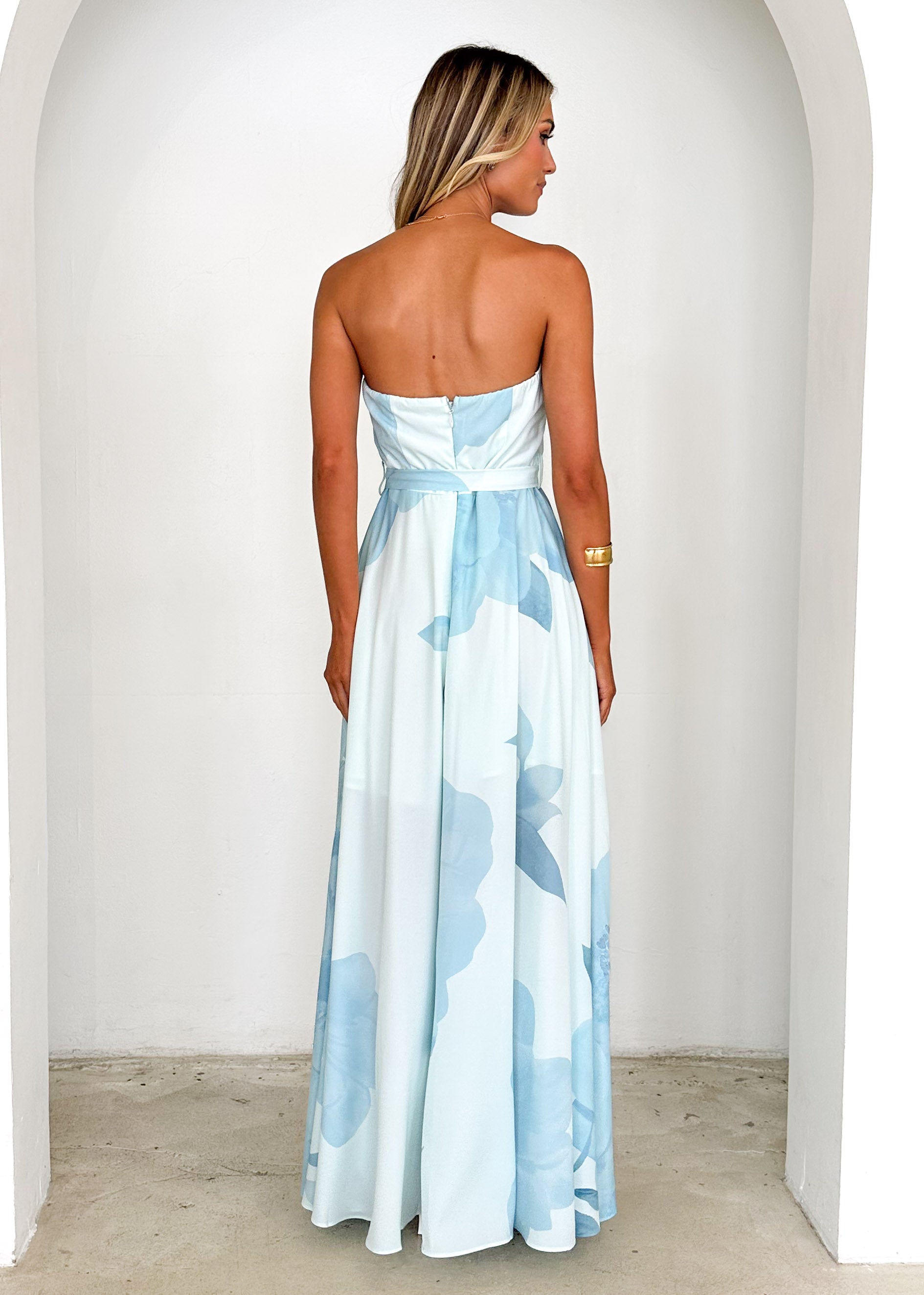 Jorgia Strapless Maxi Dress - Mint Floral