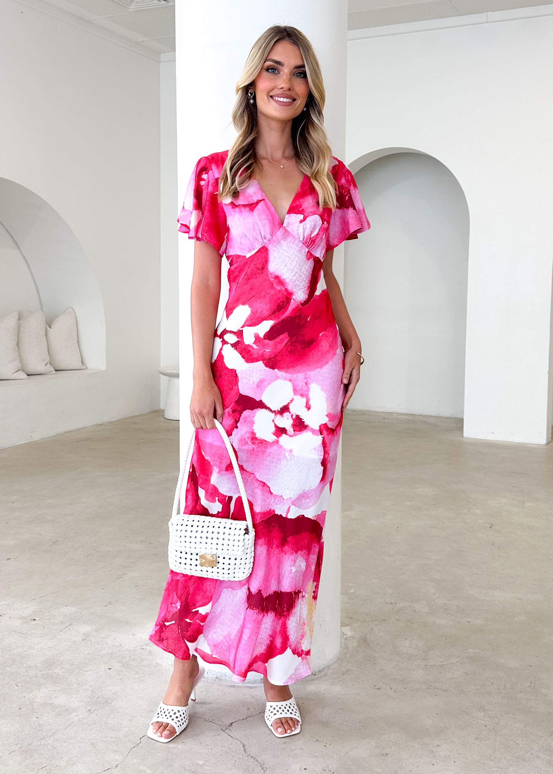 PRE-ORDER : Mintoe Maxi Dress - Magenta Watercolour