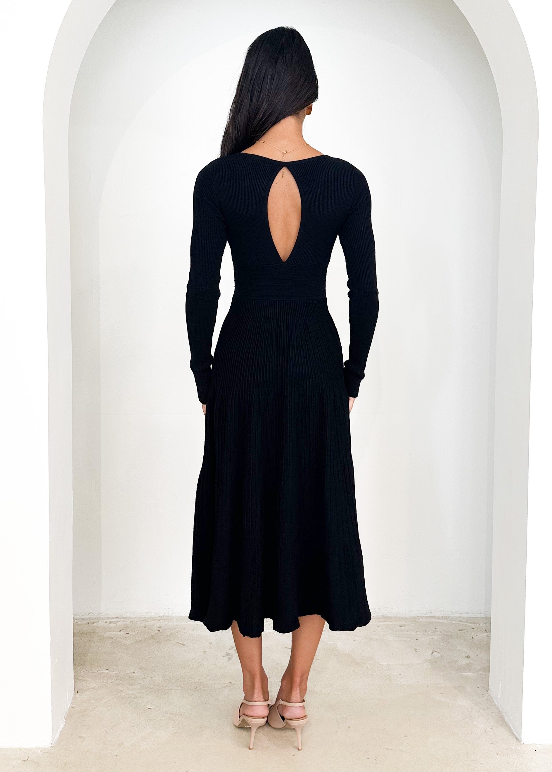 Alise Knit Midi Dress - Black