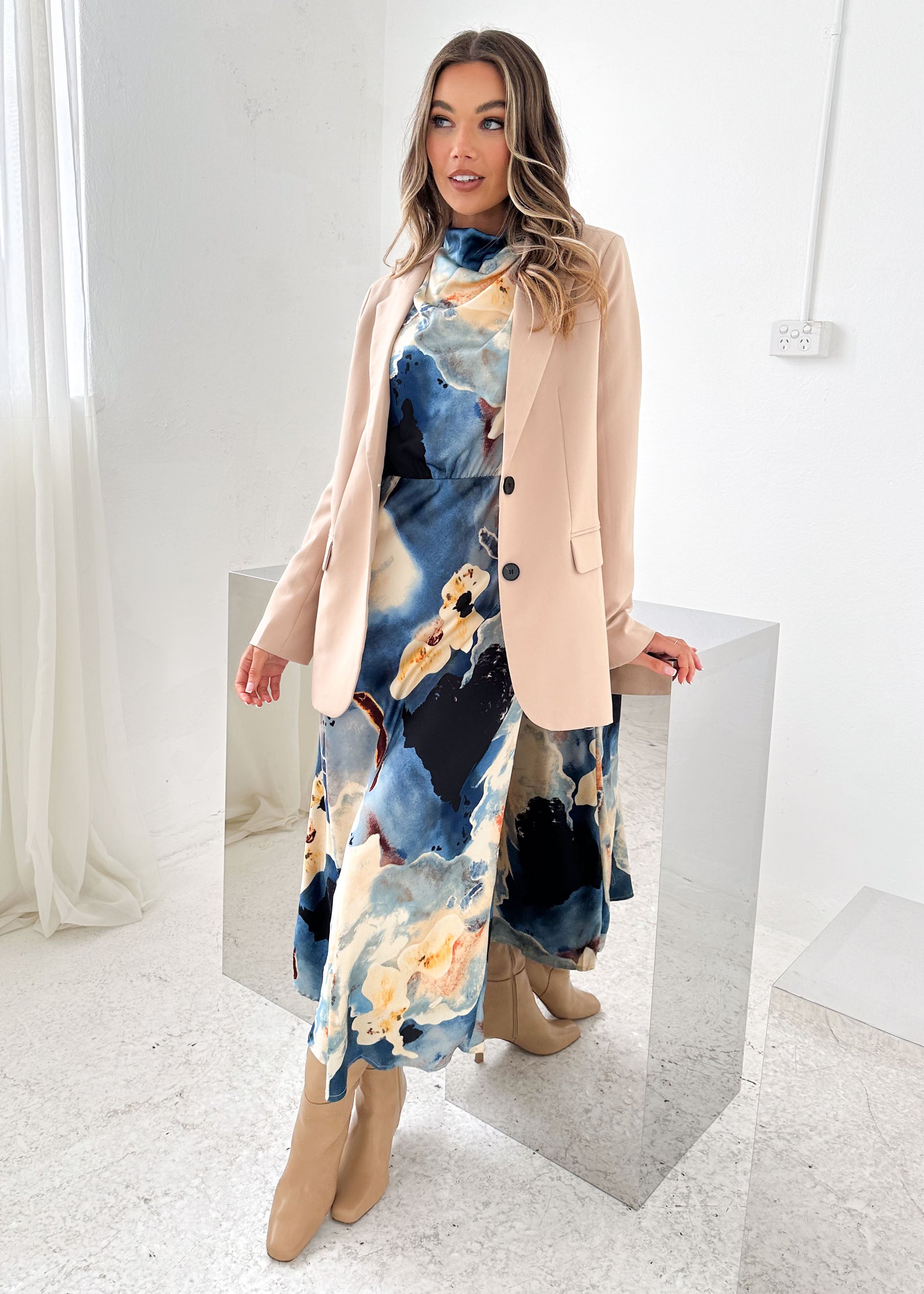 Drina Midi Dress - Blue Marble