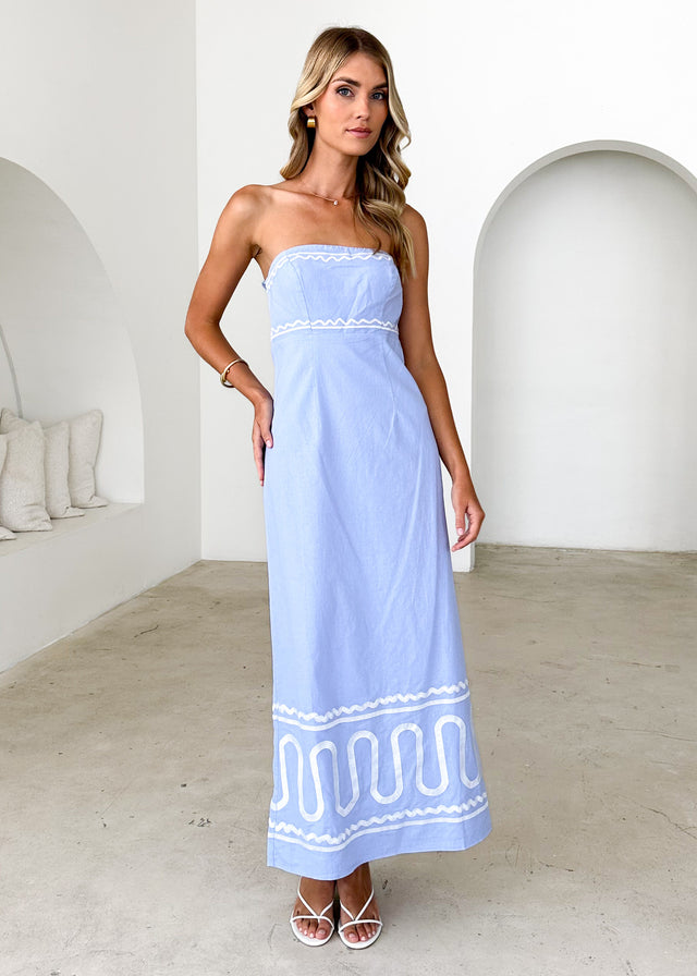 Nile Strapless Maxi Dress Baby Blue - Main Image