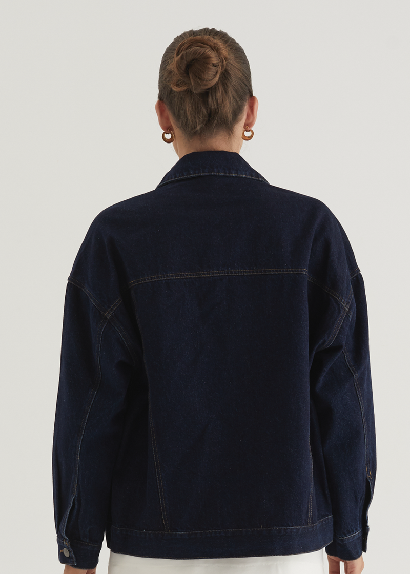Jemma Denim Jacket - Indigo – Gingham & Heels