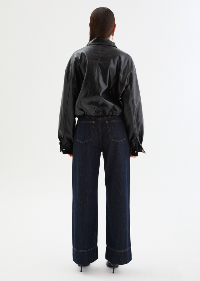 Elvis PU Bomber Jacket - Black