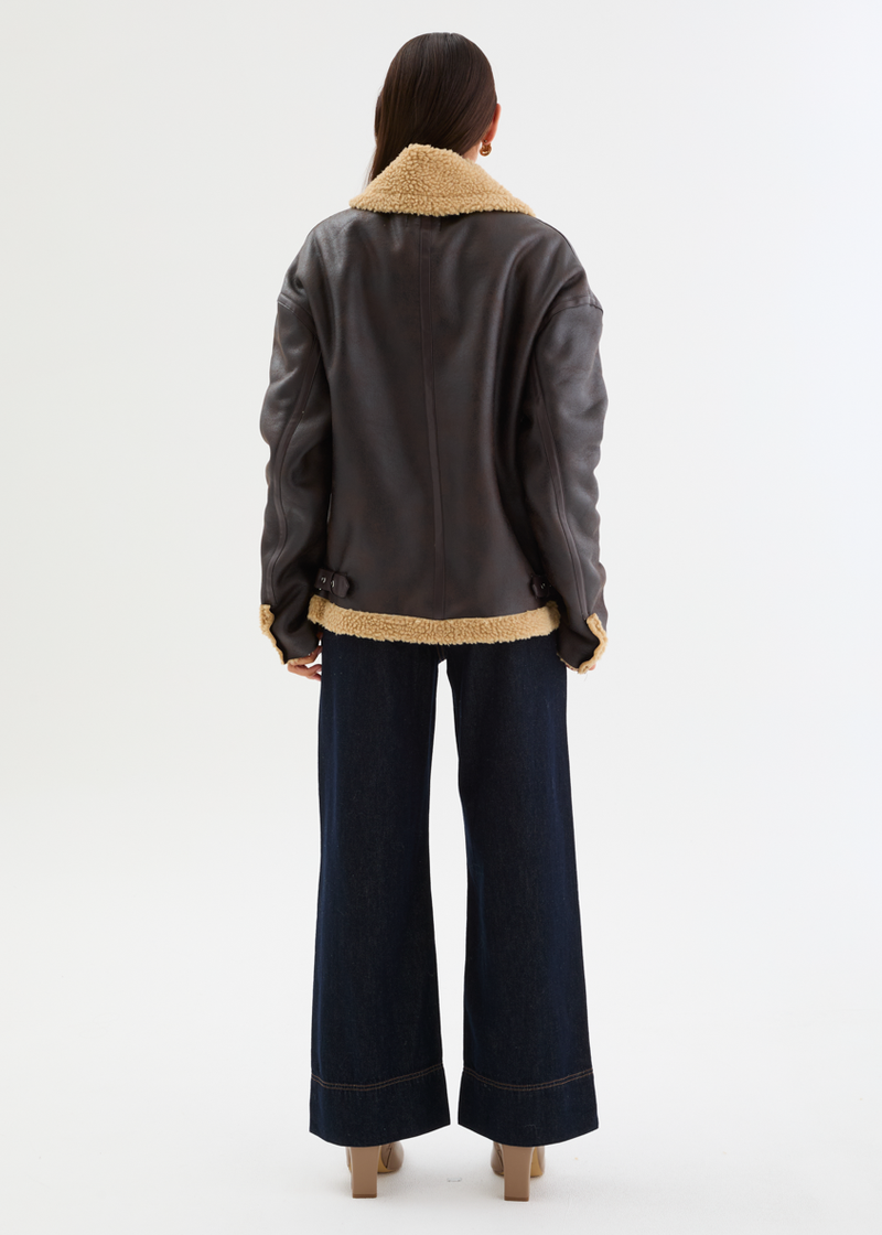 Addison PU Aviator Jacket - Teddy Brown – Gingham & Heels