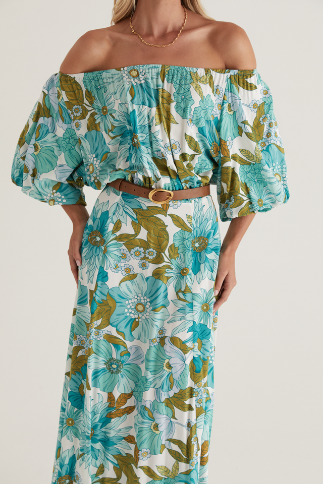Hallie Off Shoulder Maxi Dress - Amaya Green Hallie Off Shoulder Maxi Dress - Amaya Green