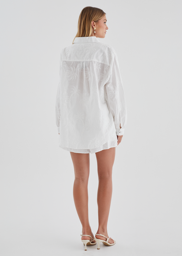 Ayra Embroidered Shorts - White Palm