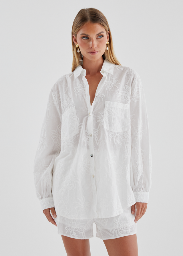 Ayra Embroidered Shirt - White Palm