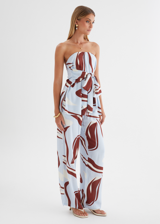 Calia Strapless Top - Blue Abstract