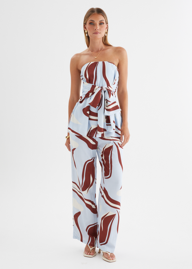 Calia Strapless Top - Blue Abstract