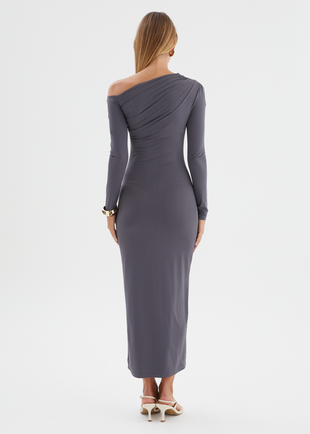 Dayla One Shoulder Midi Dress - Charcoal
