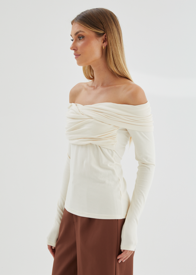 Rayz Off Shoulder Top - Bone