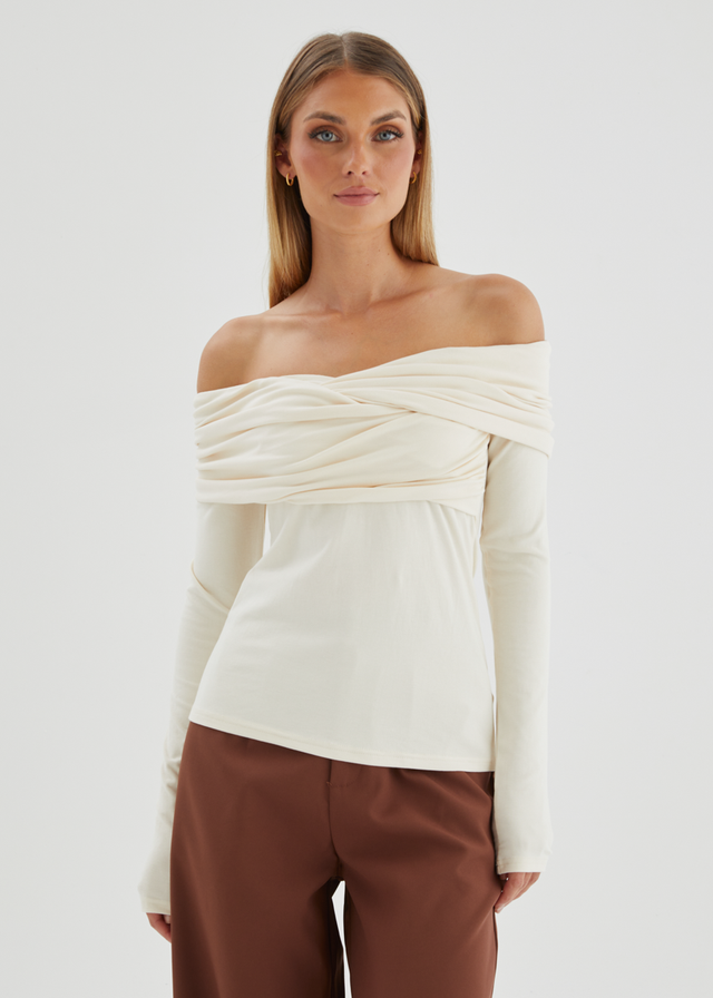 Rayz Off Shoulder Top - Bone
