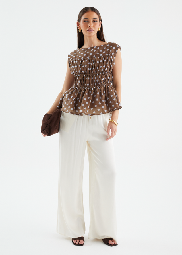 Apollo Top - Chocolate Polka