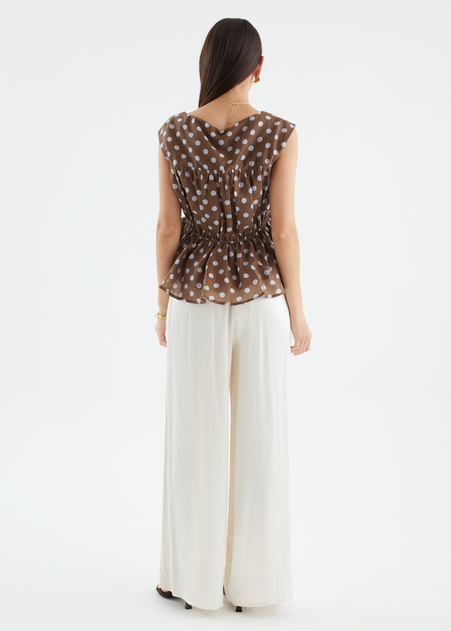 Apollo Top - Chocolate Polka