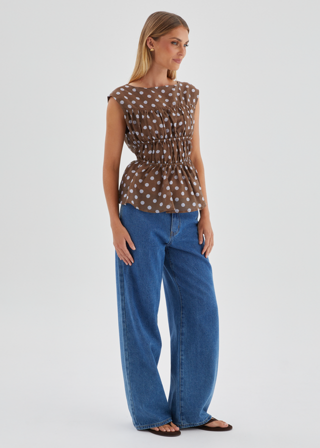 Apollo Top - Chocolate Polka