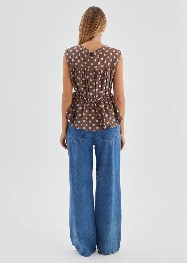 Apollo Top - Chocolate Polka