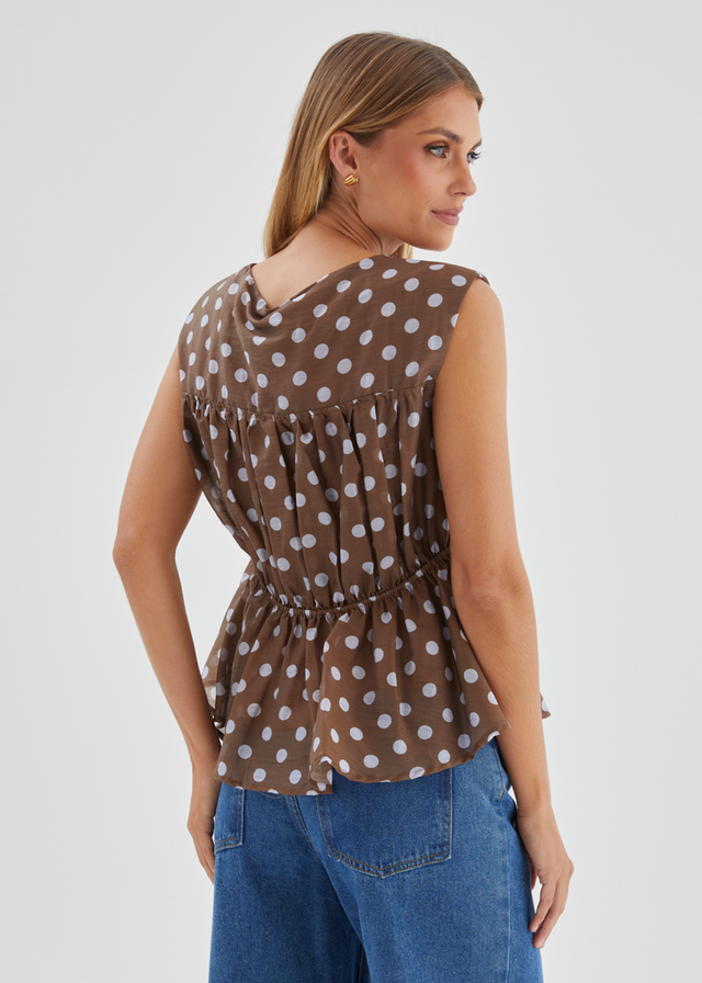 Apollo Top - Chocolate Polka