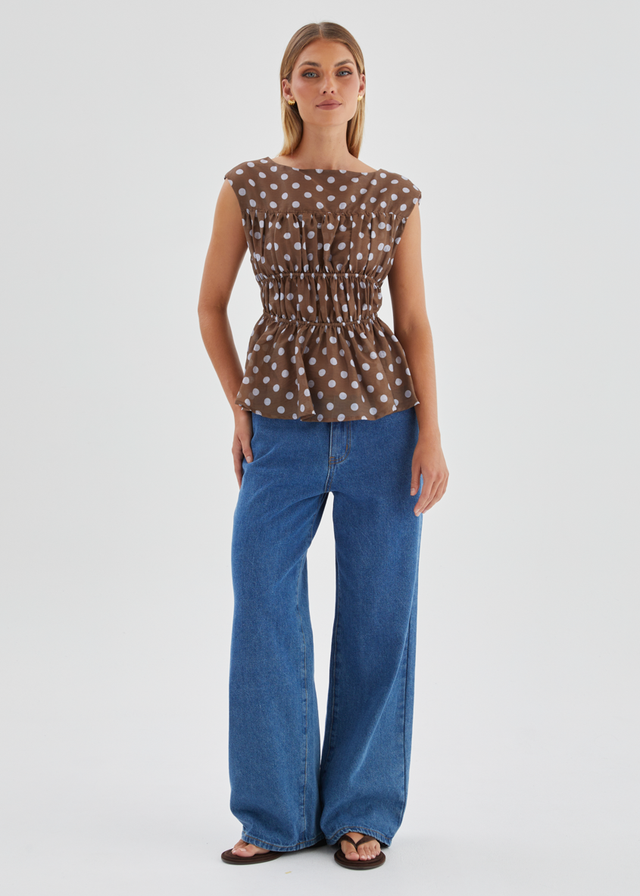 Apollo Top - Chocolate Polka
