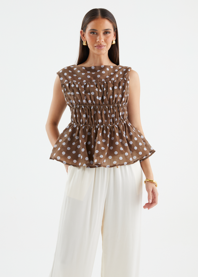 Apollo Top - Chocolate Polka