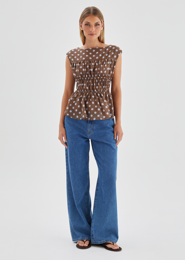 Apollo Top - Chocolate Polka