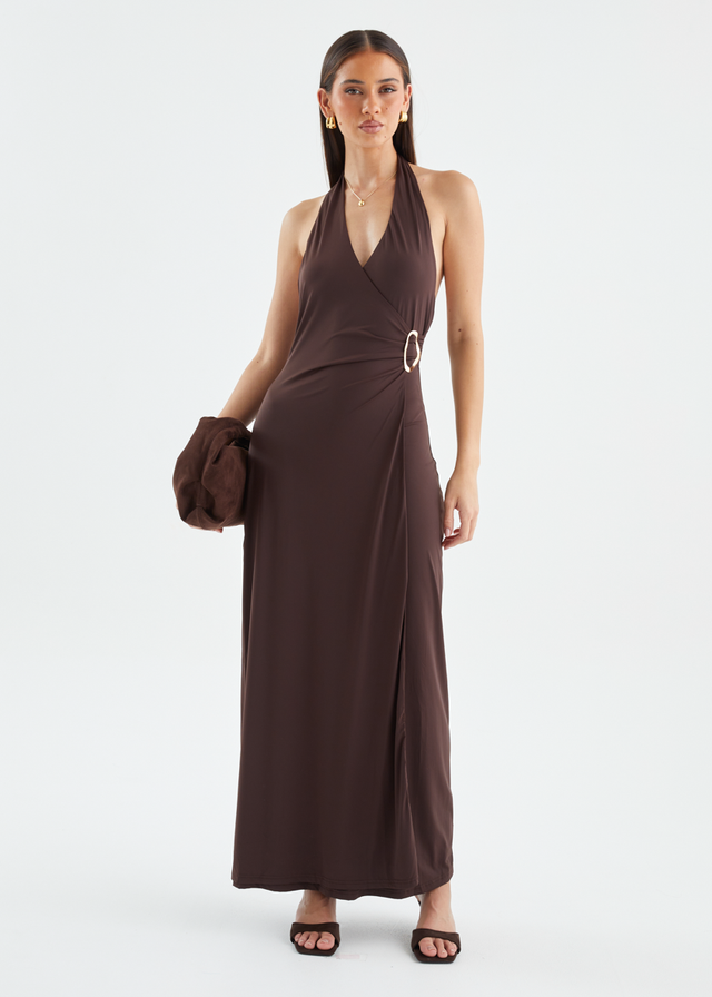 Saskie Halter Maxi Dress - Chocolate