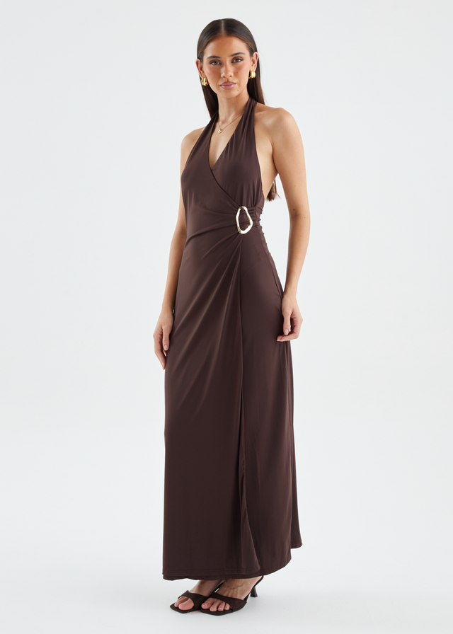 Saskie Halter Maxi Dress - Chocolate