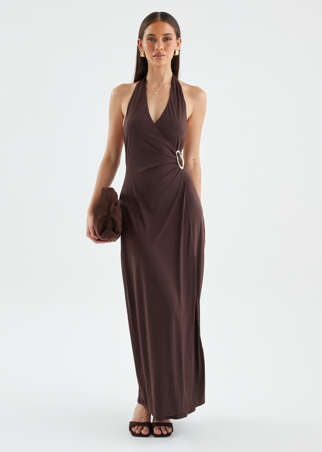 Saskie Halter Maxi Dress - Chocolate