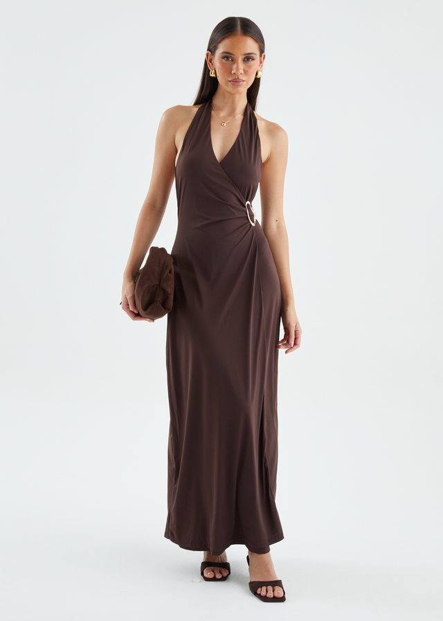 Saskie Halter Maxi Dress - Chocolate