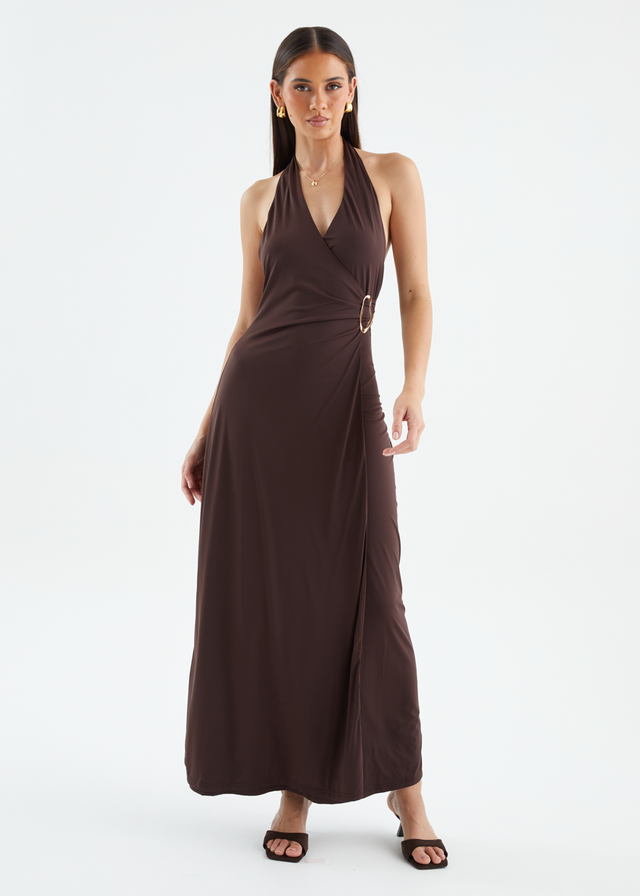 Saskie Halter Maxi Dress - Chocolate
