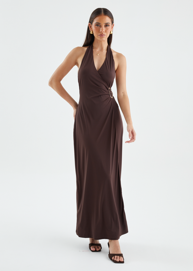 Saskie Halter Maxi Dress - Chocolate
