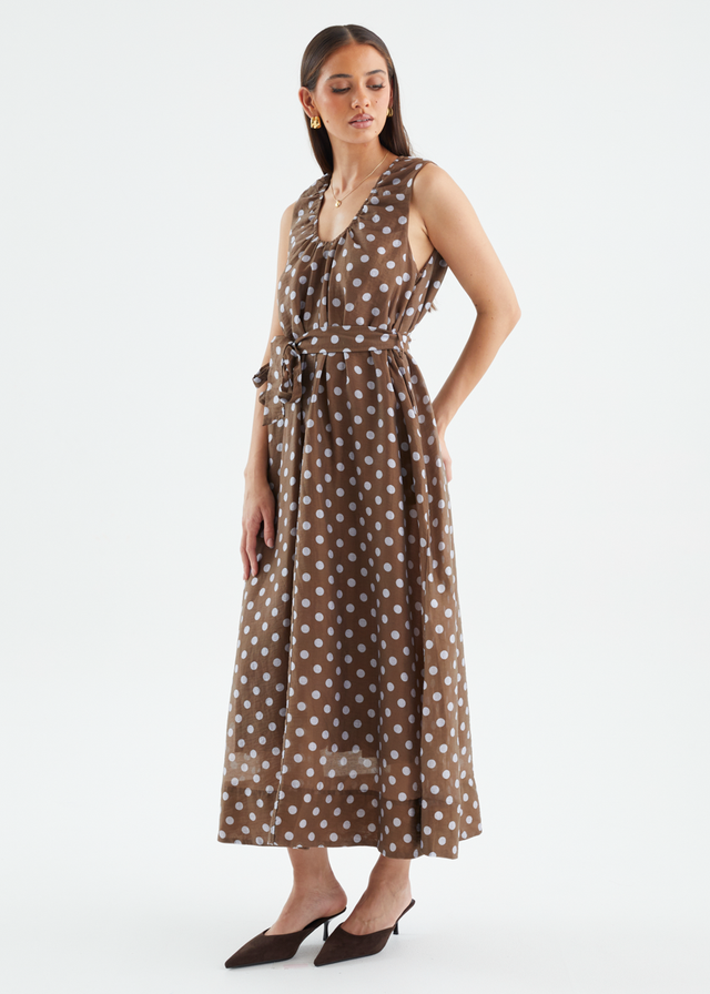Poppi Maxi Dress - Chocolate Polka