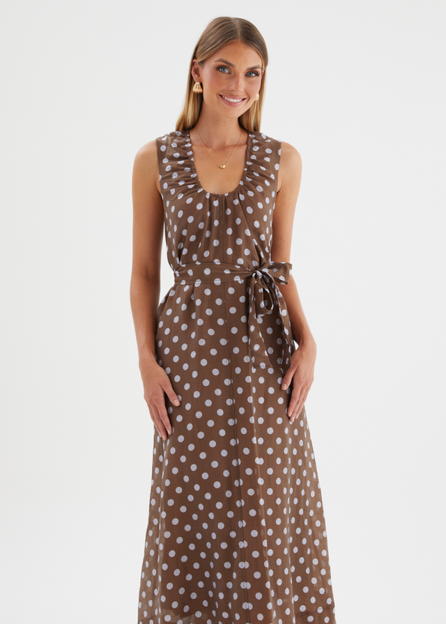 Poppi Maxi Dress - Chocolate Polka