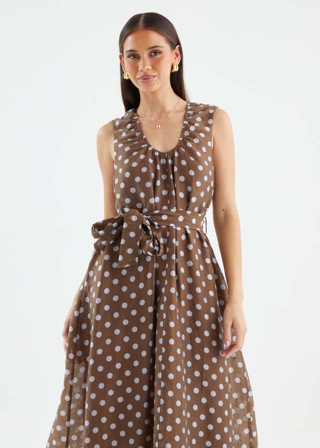 Poppi Maxi Dress - Chocolate Polka